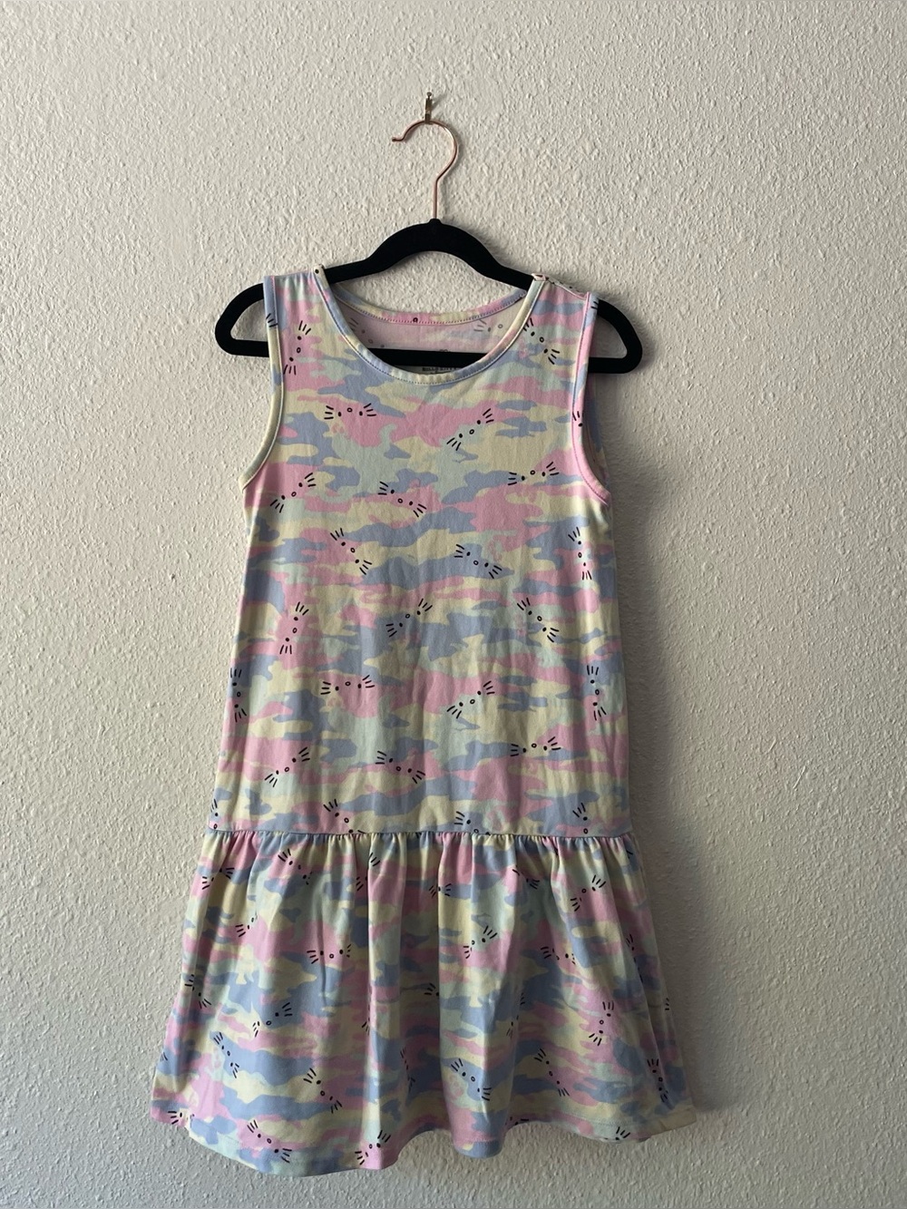 Hello Kitty Sanrio Girls 7/8 Dress Pastel Camo Cat Print Sleeveless
